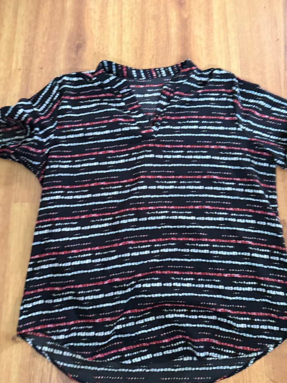 Womens Black Striped Short Sleeve Blouse
